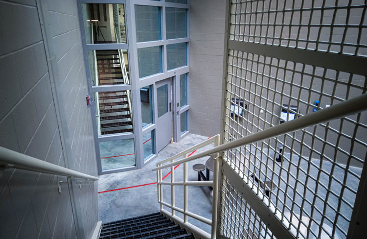 image of jailing housing pod stairs