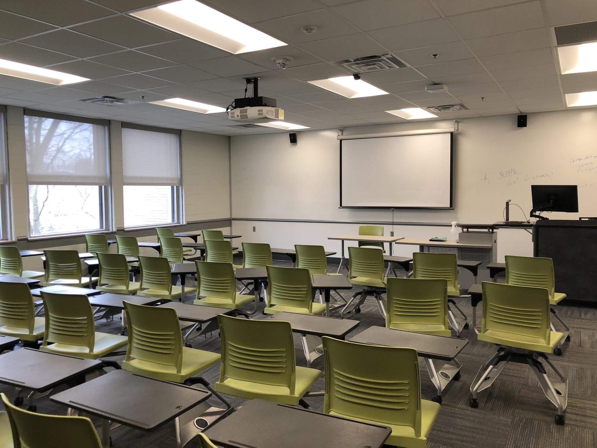 photo of classroom with projection board