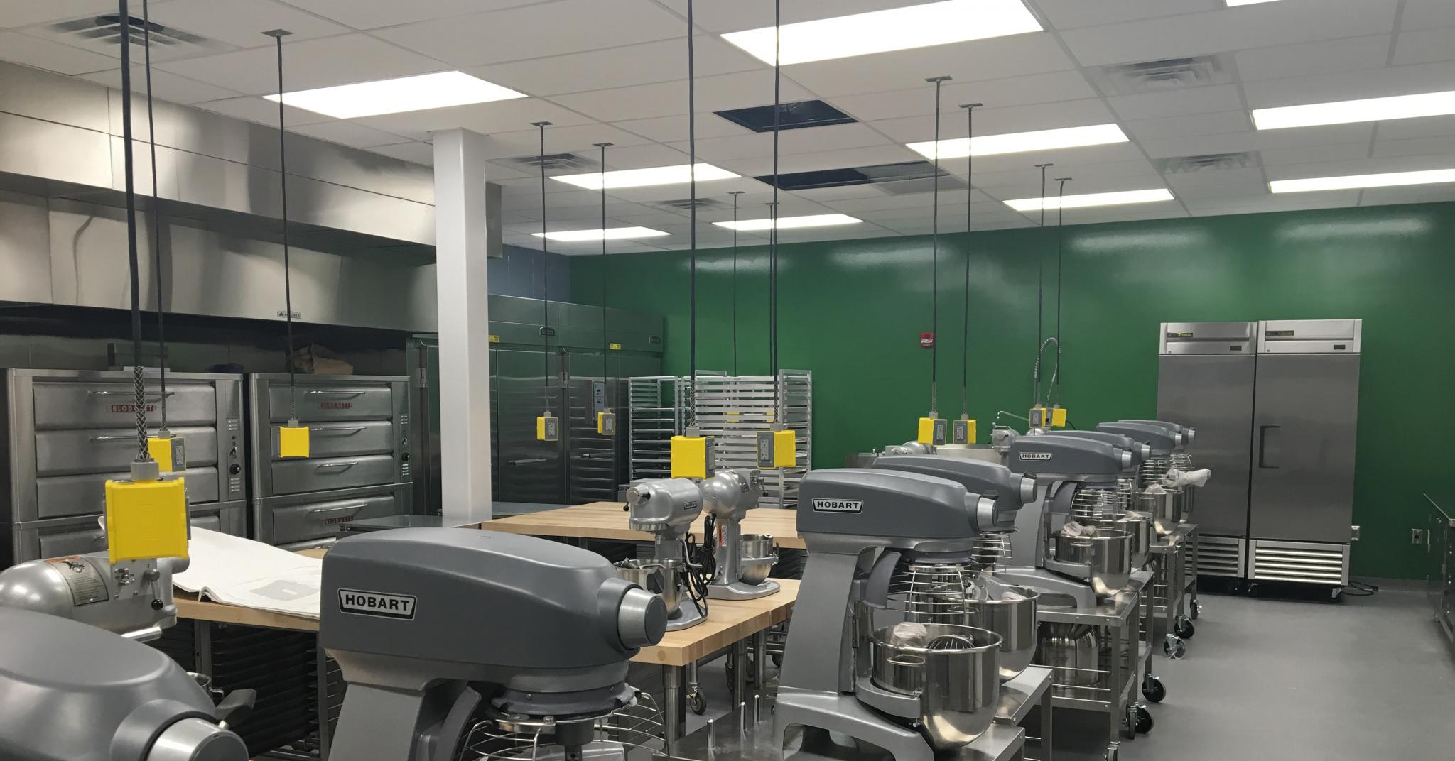 image of bakery equipment in a room with green walls
