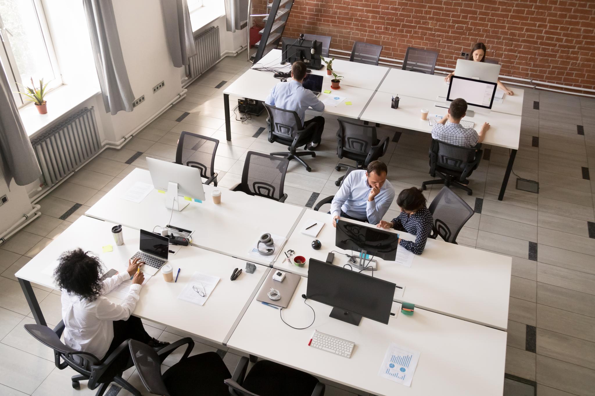 an image of a pod of desks