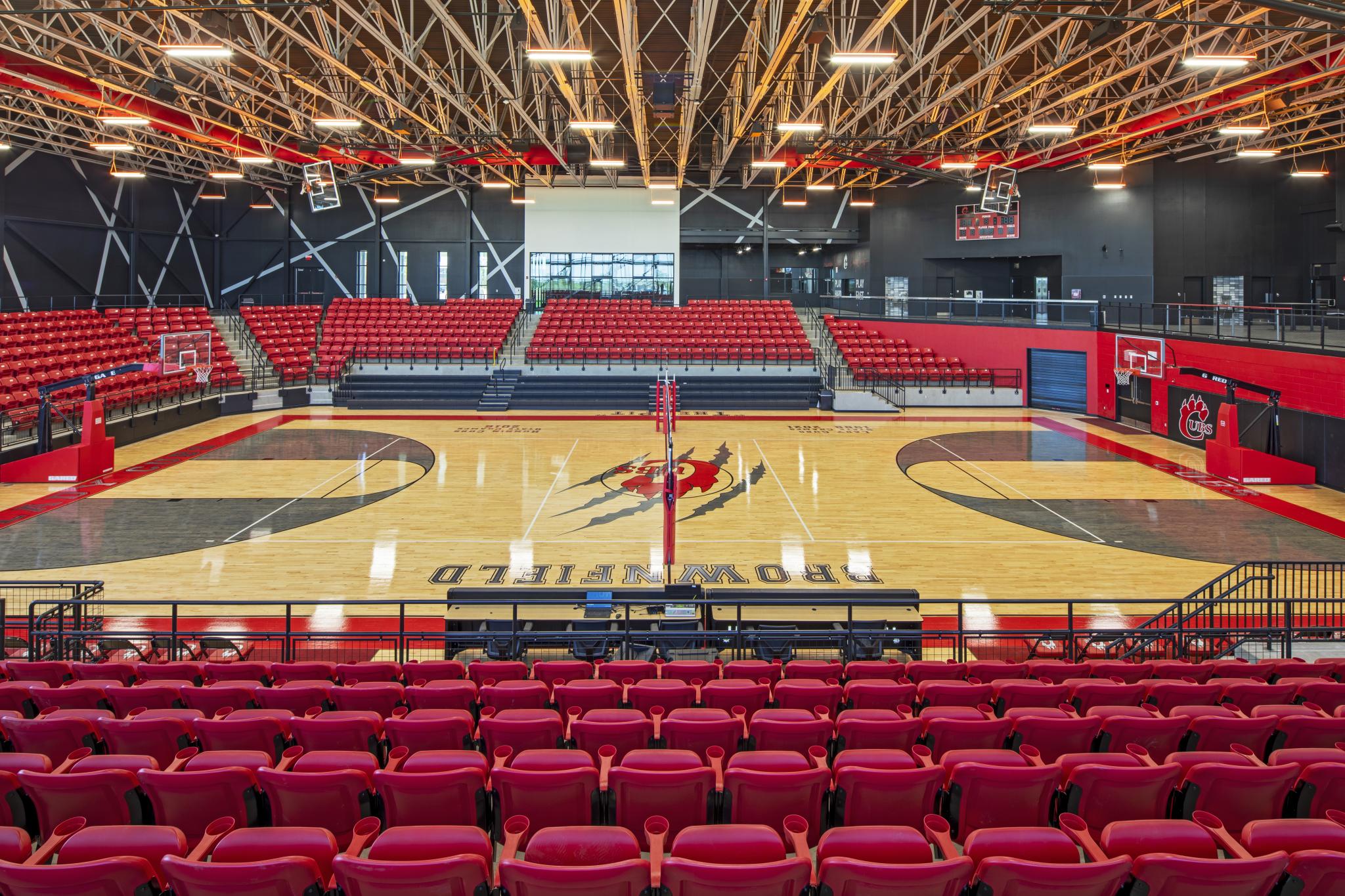 a gymnasium with arena seating
