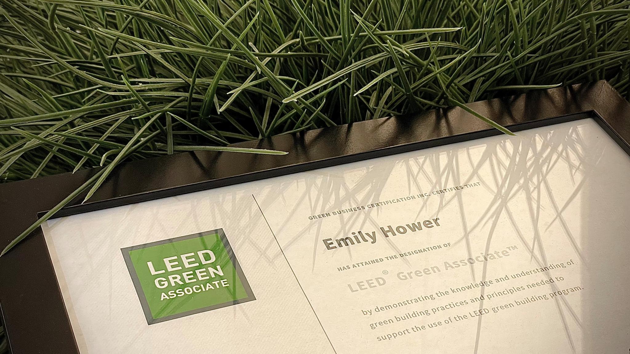 Emily Hower's LEED Green Associate certificate