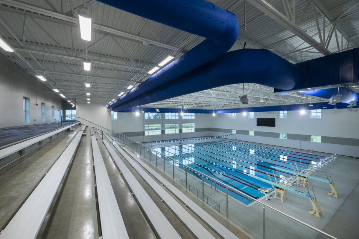 Interior of pool from the middle of the stands