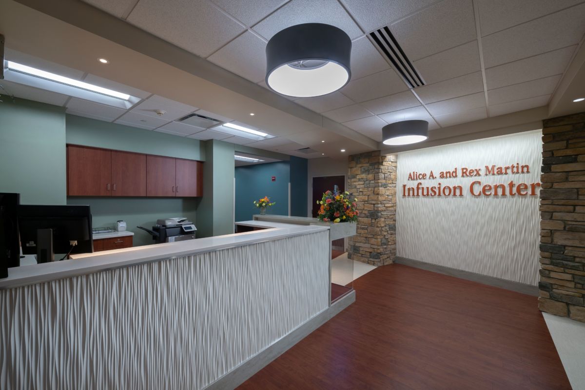 Lobby of ALICE A. and REX MARTIN INFUSION CENTER